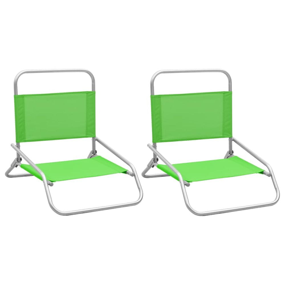 Vidaxl Skladacie plážové stoličky 2 ks zelené látka